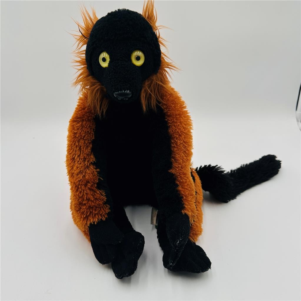 Wild Republic 12" Red Ruffed Lemur Plush Animal Orange/Brown and Black