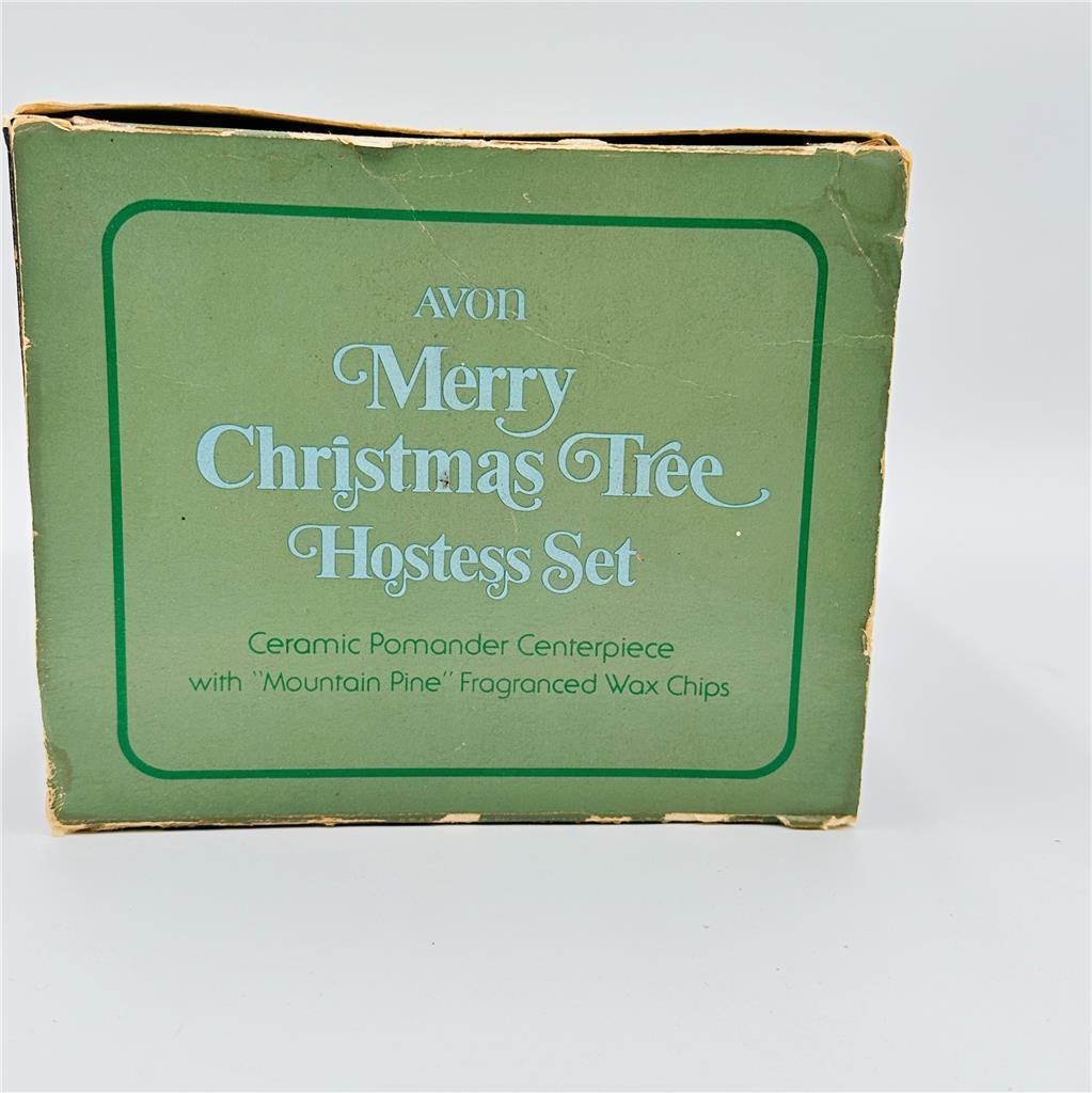 Vintage Avon Merry Christmas Tree Hostess Ceramic Set Centerpiece Salt & Pepper
