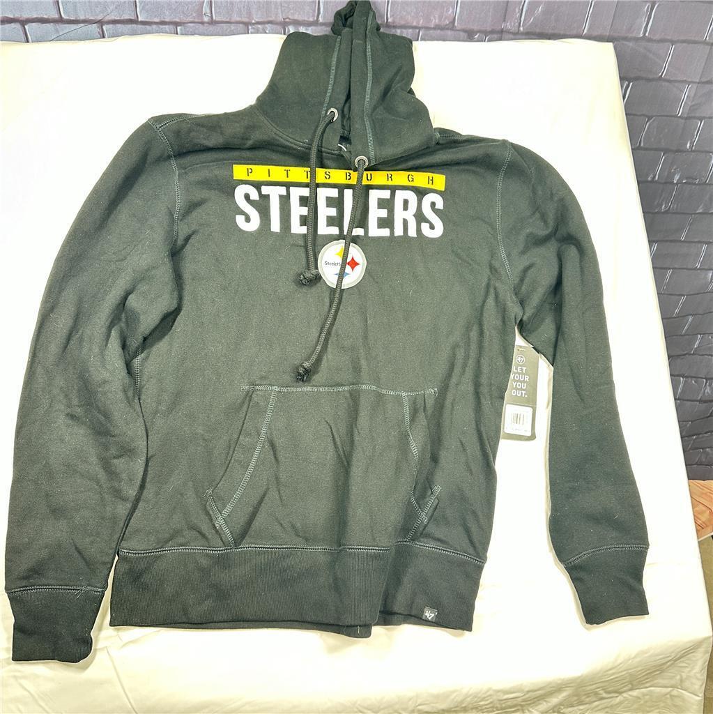 Pittsburgh Steelers Hoodie ‘47 Brand Mens L Black  Pullover NWT