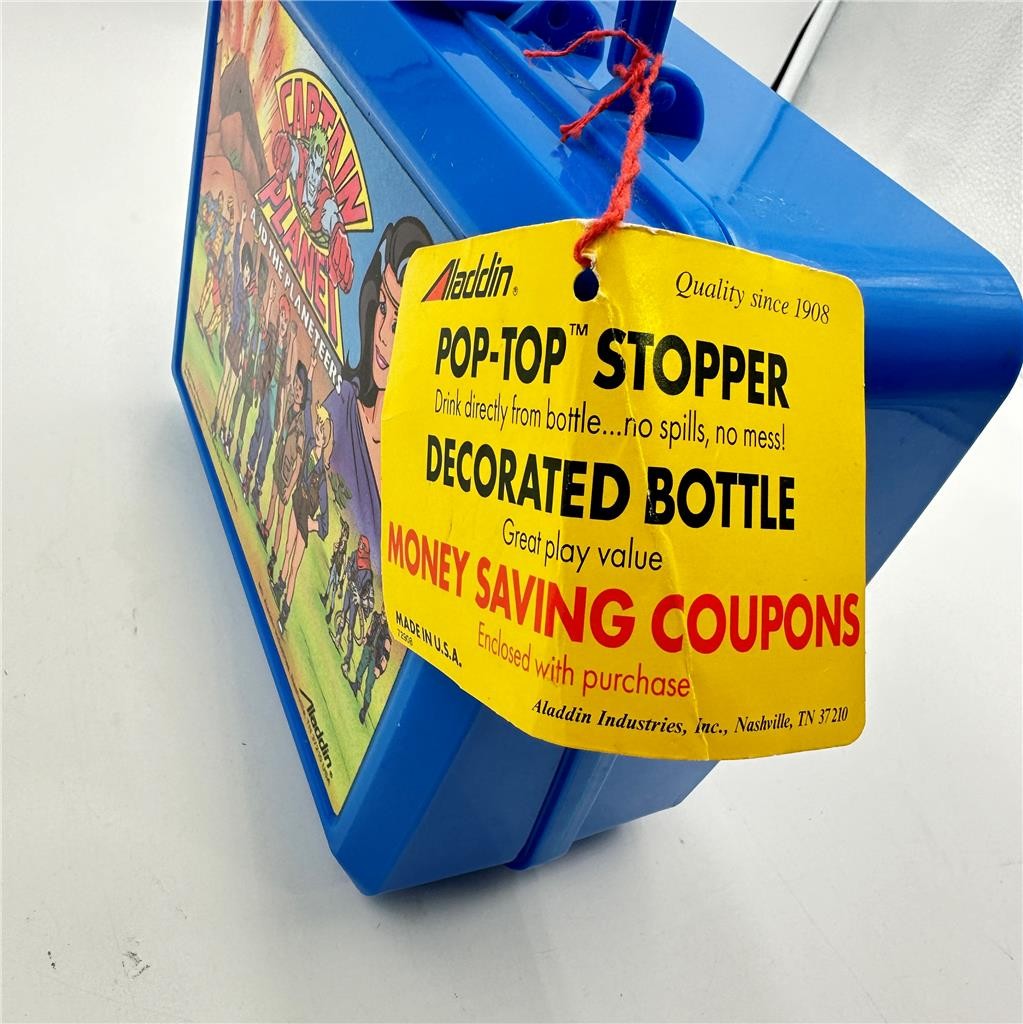 Vtg 1990 Captain Plantet Aladdin Blue Plastic Lunch Box, No Thermos Tag Included