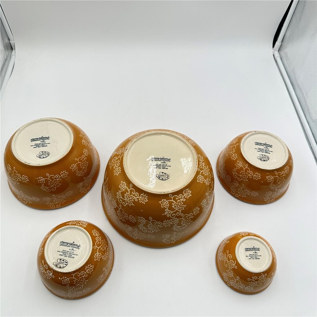 Set of 5 Temptations by Tara  Floral Lace Nesting Serving Bowls