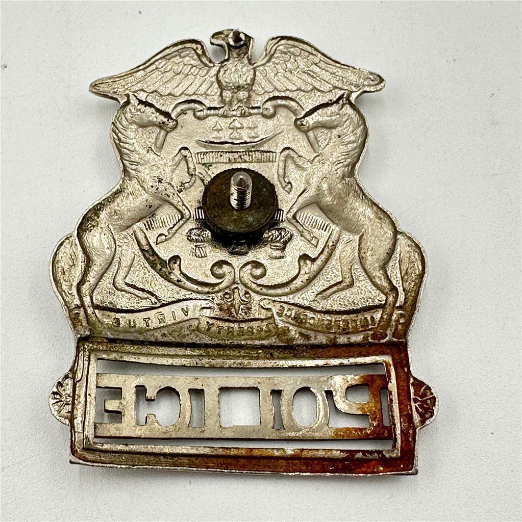 Vintage Obsolete Police Hat Badge 3"