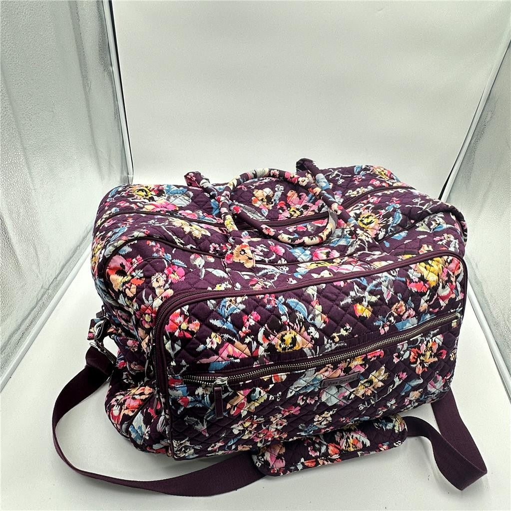 Vera Bradley Large Duffle Bag  20” Long Purple with Flowers Design