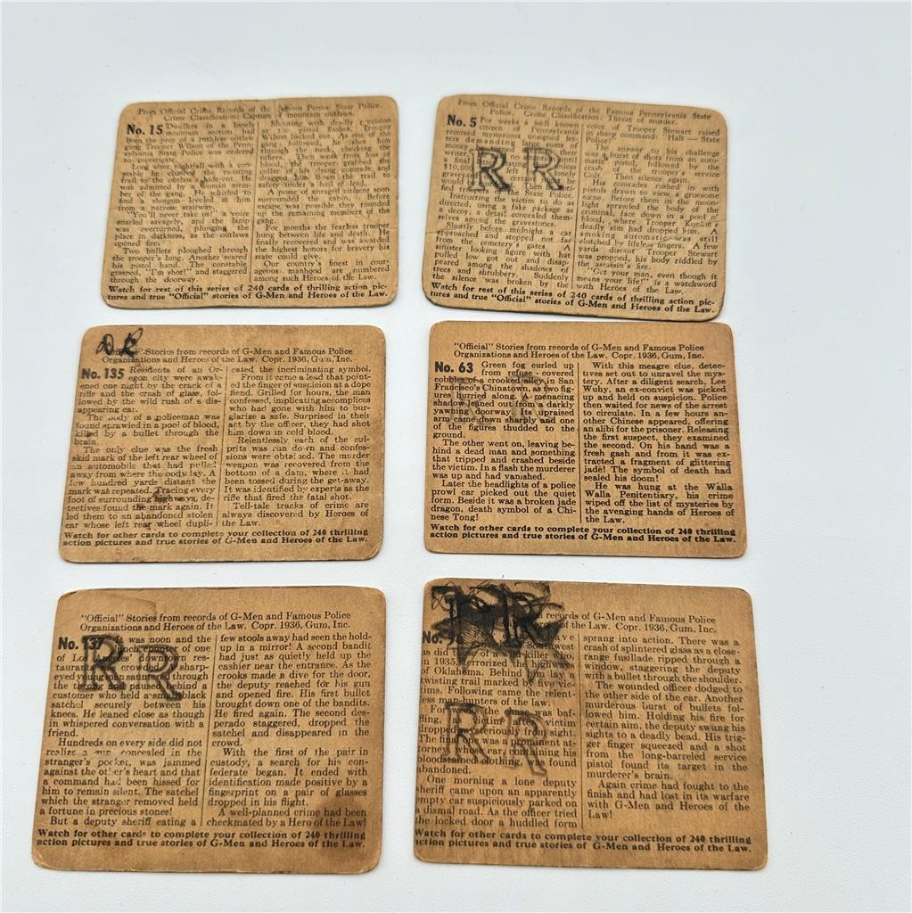 G-Men and Heroes of the Law, Gum Inc #5 63, 96, 137, 15, 135