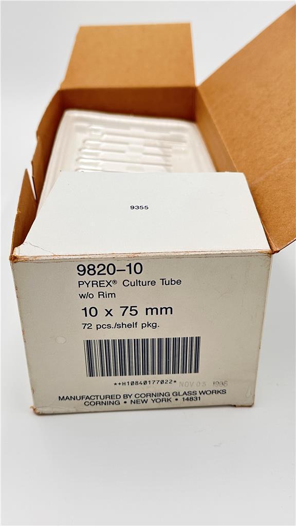 1989 PYREX Culture Tube w/o Rim  item 9820-10 (60pc)
