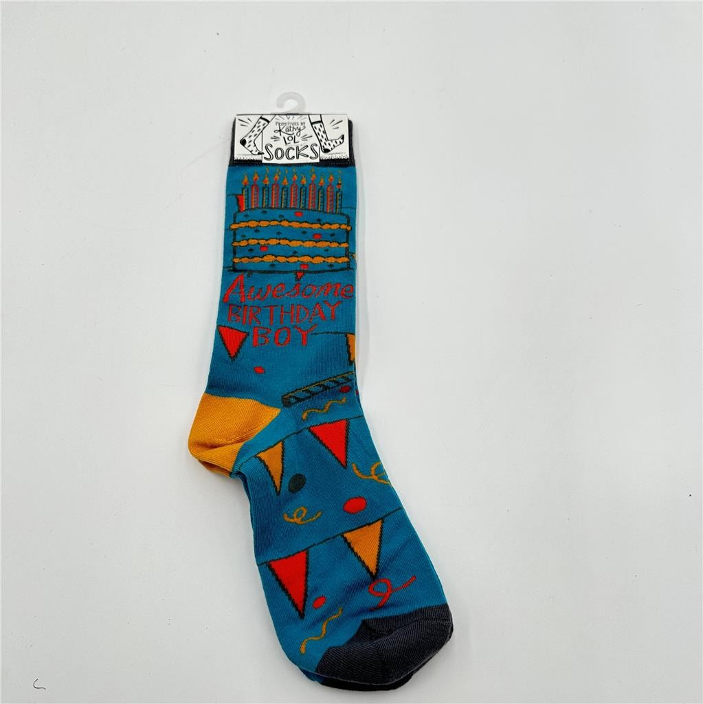Primitives By Kathy -Awesome Birthday Boy Socks One Size Fits Most