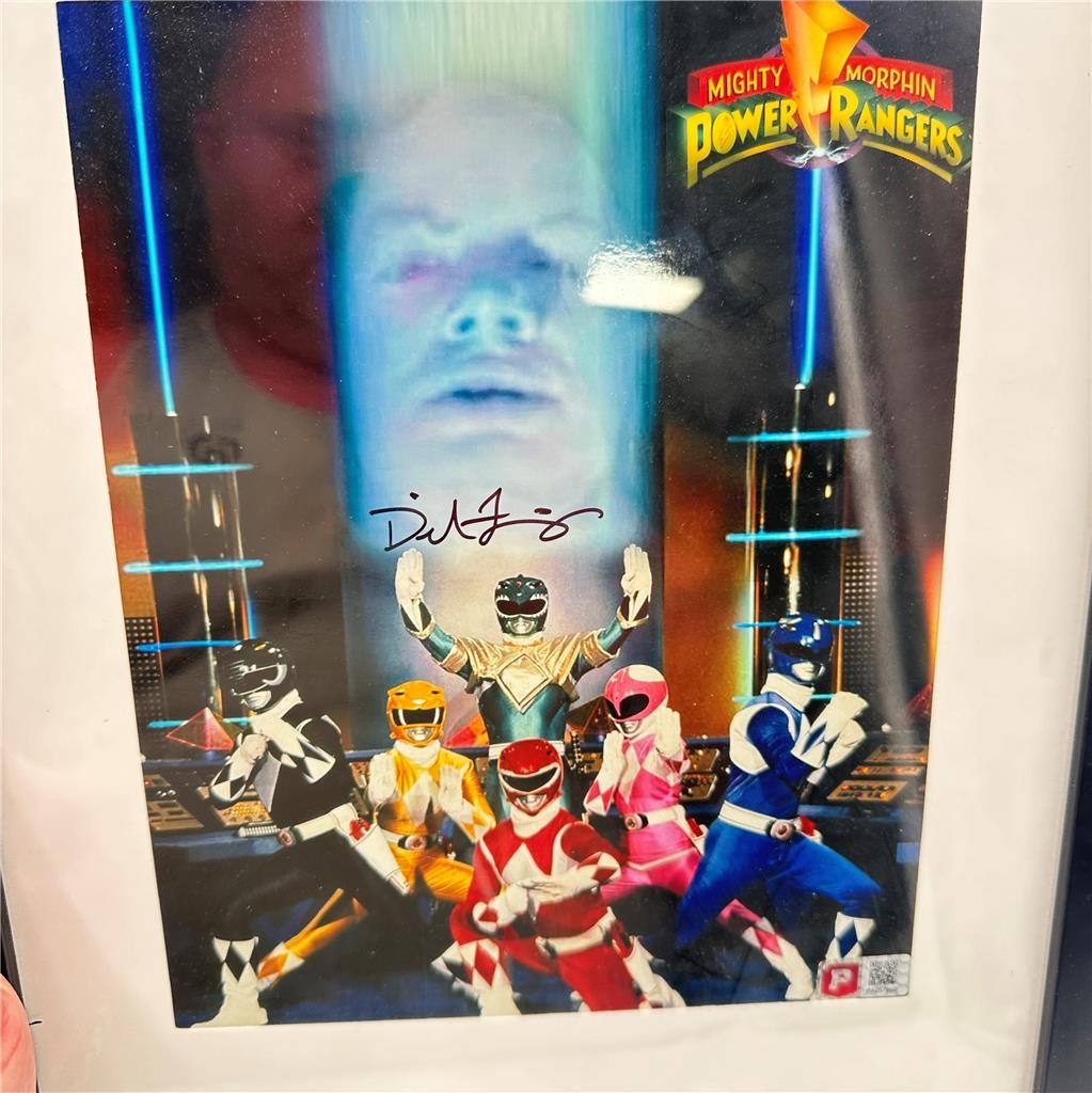 David Fielding Signed Mighty Morphin Power Ranger 8x10 Plus 8 Power Rangers VHS