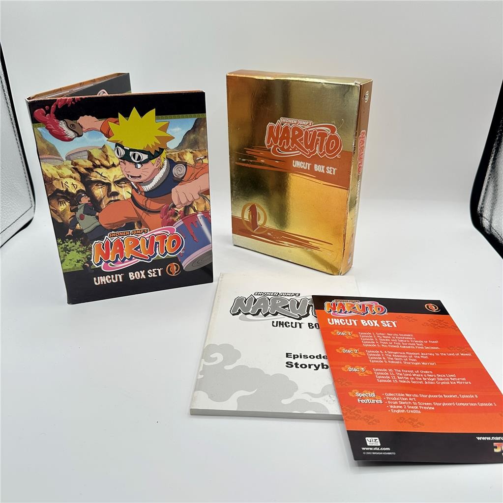 Naruto Uncut Box Set 3 Disc DVD Set 2002 Volume 1 Shonen Jump One with Storyboar
