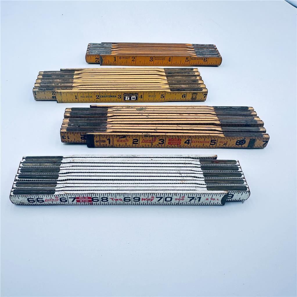 Vintage Folding Wooden Rulers-Lot of 4
