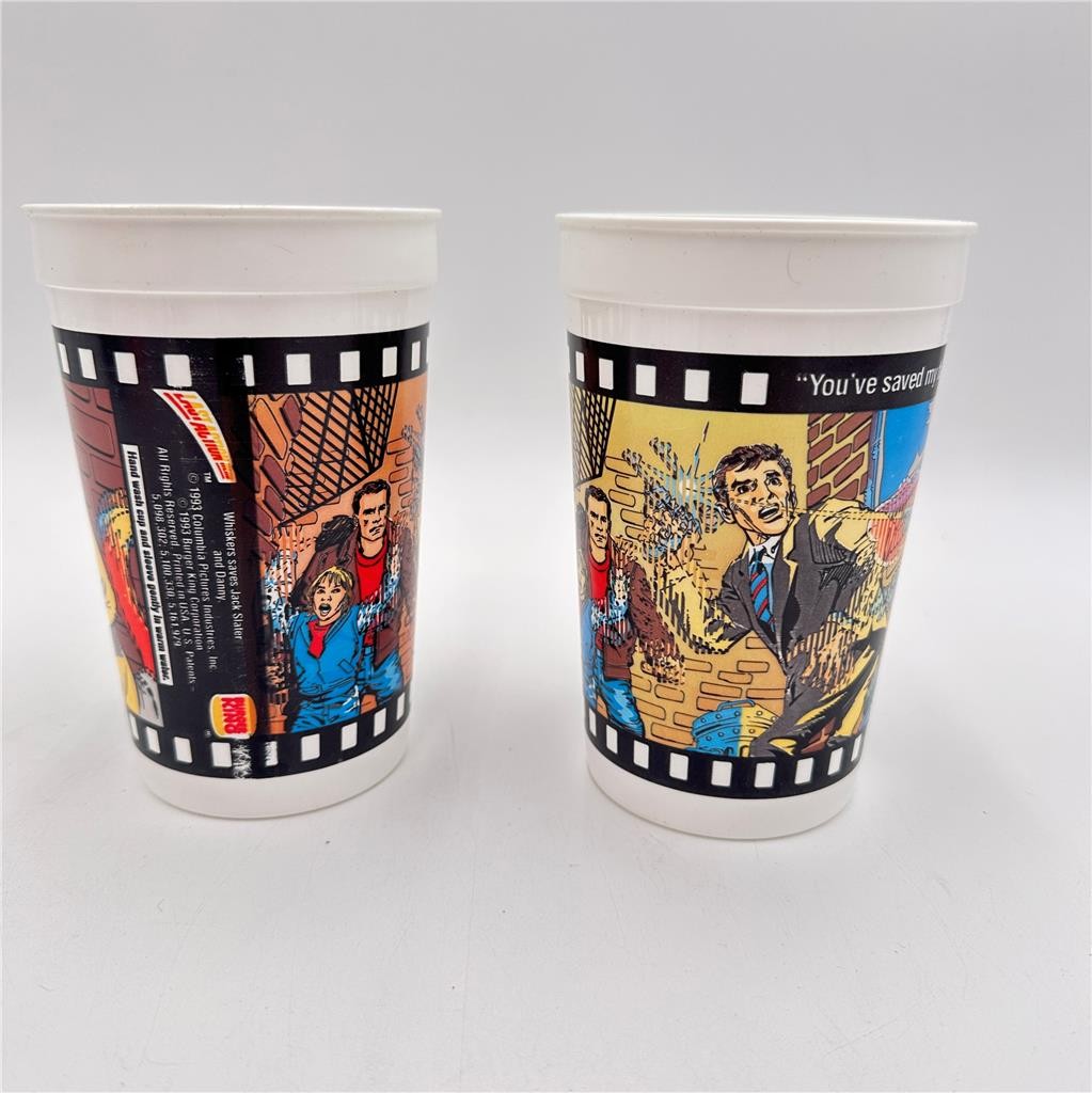 Lot of 2 Vtg Last Action Hero Plastic Burger King Promo Cup 1993