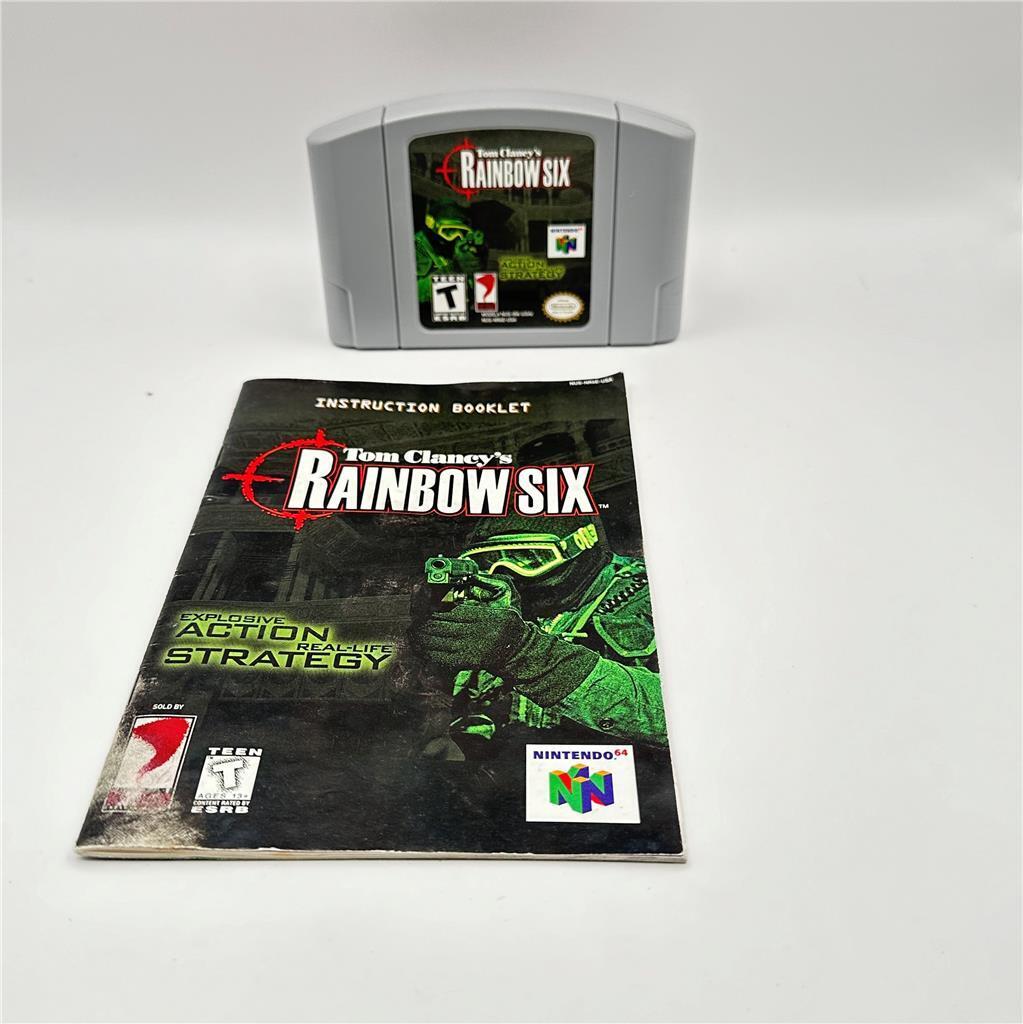Tom Clancy's Rainbow Six (Nintendo 64, 1999) Gray cart with manual