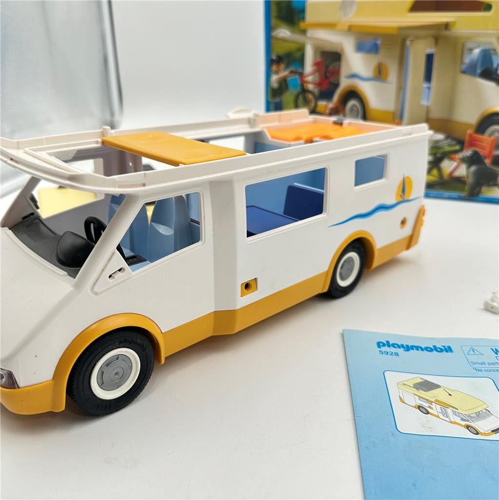 Playmobil Yellow & White Camper Motorhome Set 5928 w/Box incomplete see descript