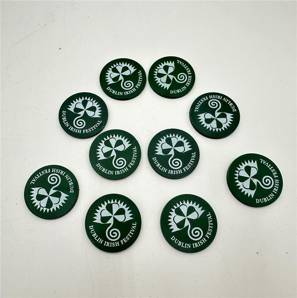 Lot of 10 Dublin Irish Festival Green Token "Chips"