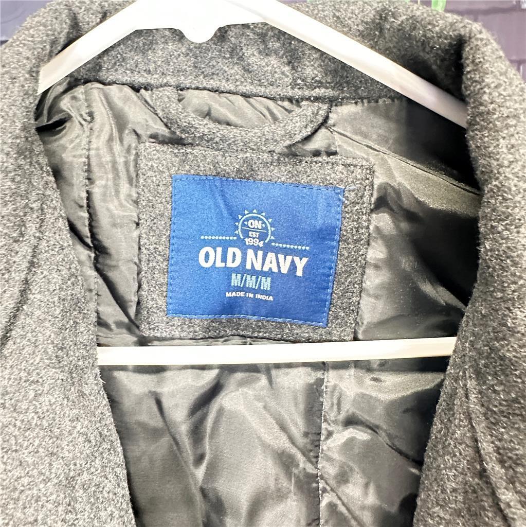 Old Navy Men’s Classic Wool Full Zip Coat  Grey Size Medium
