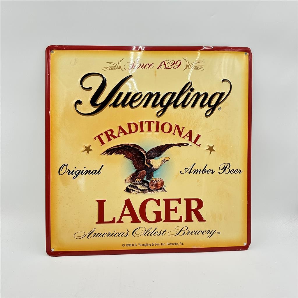 Vintage Yuengling Beer 1996 Sign Metal Bar Pub Tin Ad 16"x16" Traditional Lager