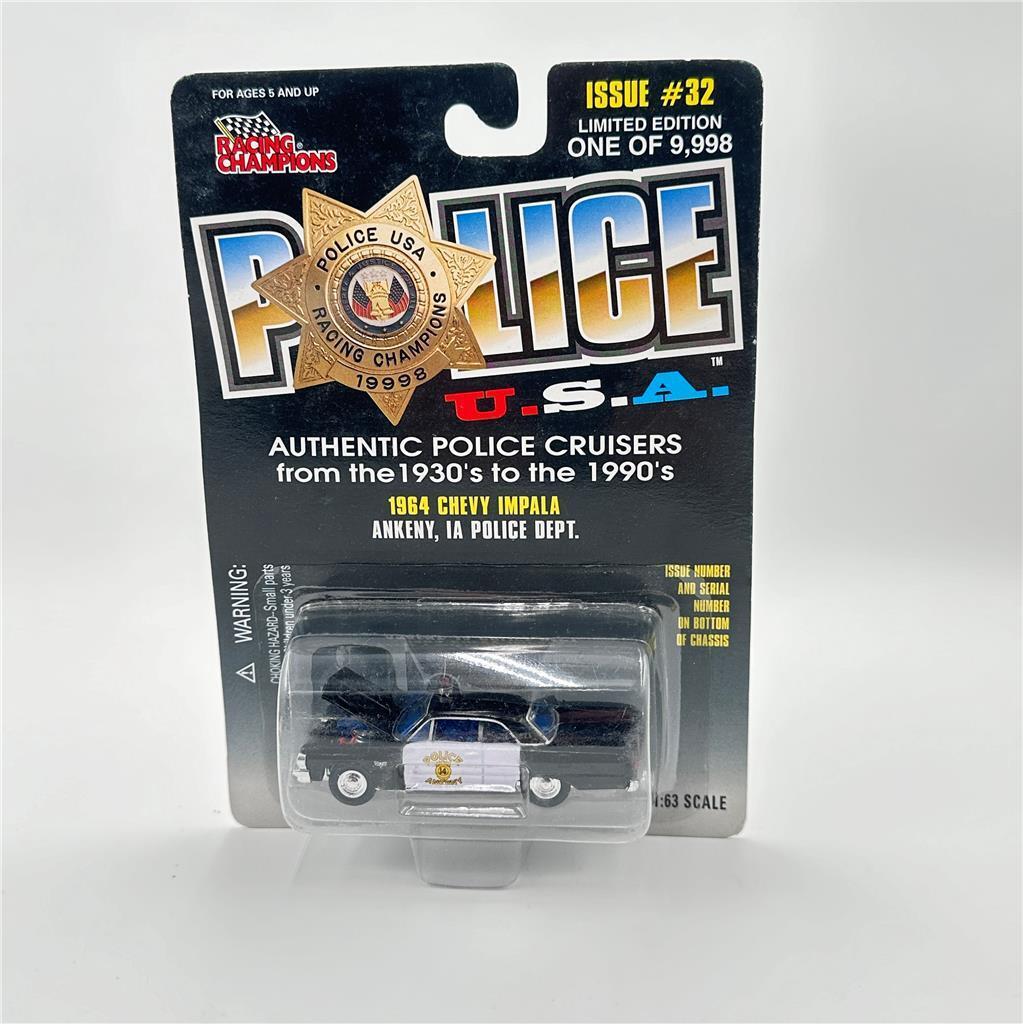 1998 Racing Champions POLICE USA 1964 Chevy Ompala Ankeny IA Police Dept #32 a3