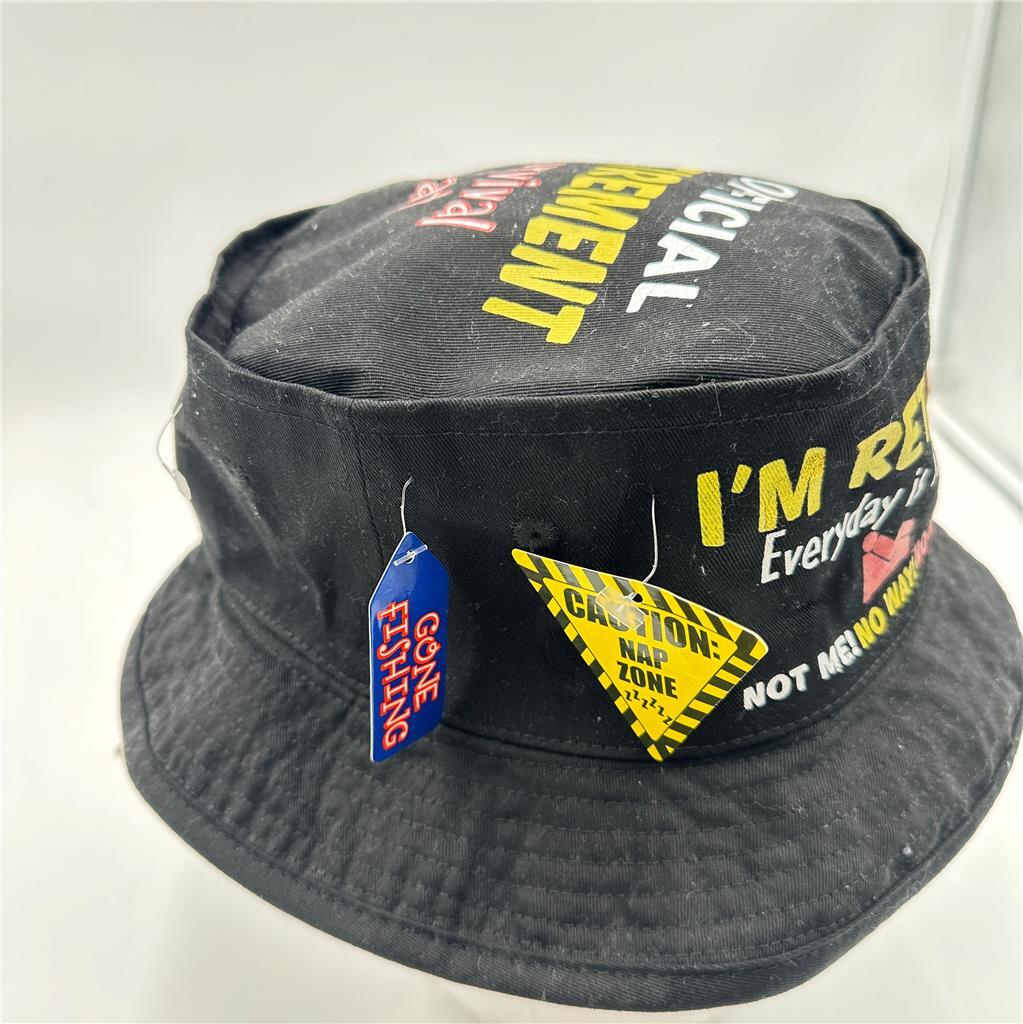 OFFICIAL RETIREMENT SURVIVAL Bucket HAT Cap GAG Gift Golf Tee Fishing Bobber Blk