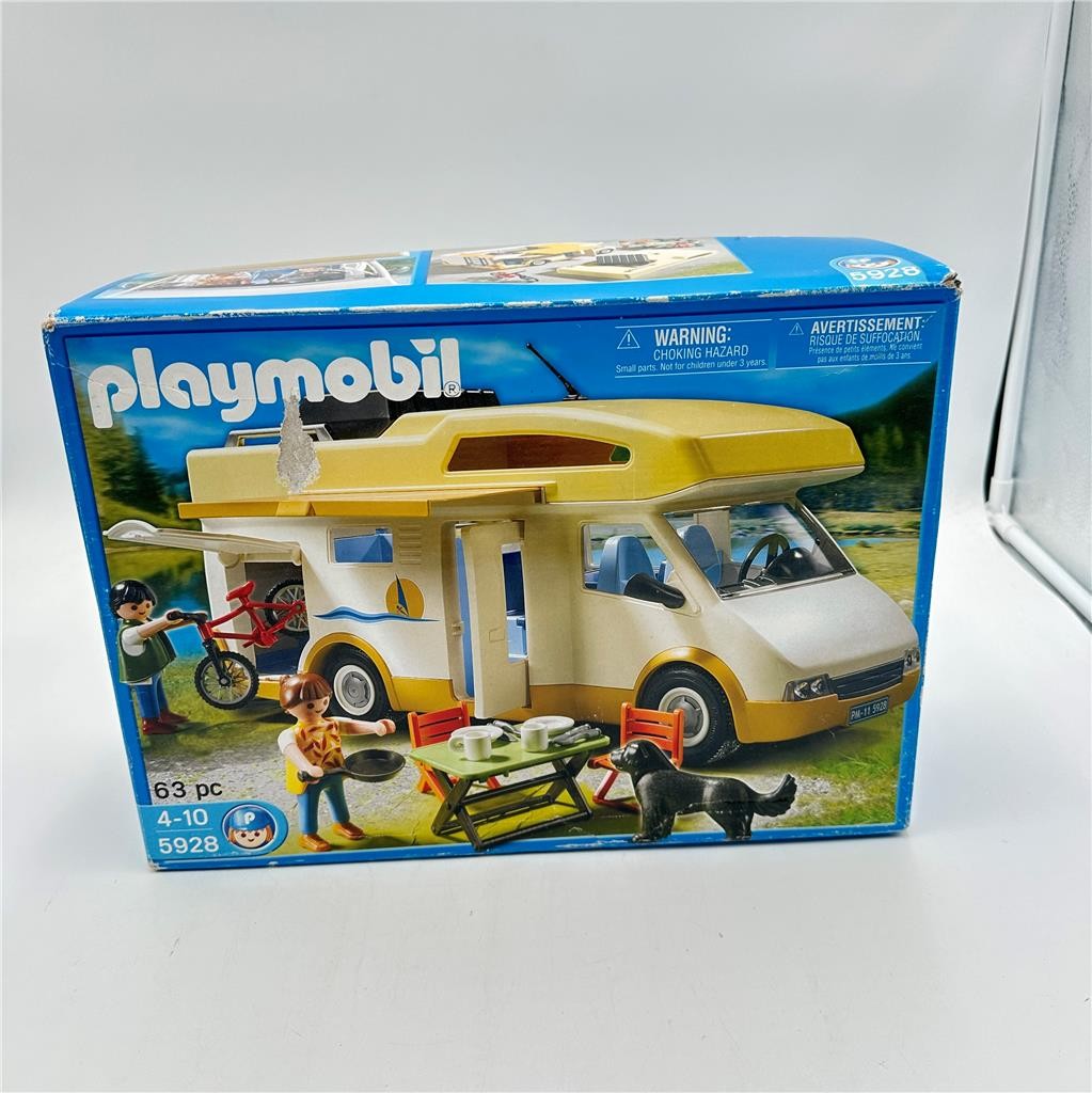 Playmobil Yellow & White Camper Motorhome Set 5928 w/Box incomplete see descript