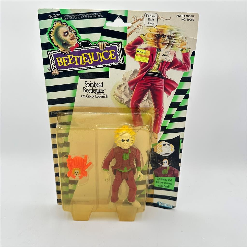 1989 Beetlejuice Spinhead w/ Creepy Cockroach Kenner Vintage Sealed