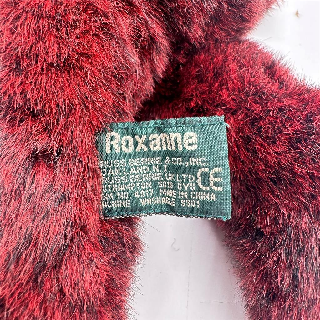 Russ Berrie Roxanne Brown/Red Soft Washable Teddy Bear 8" Sitting