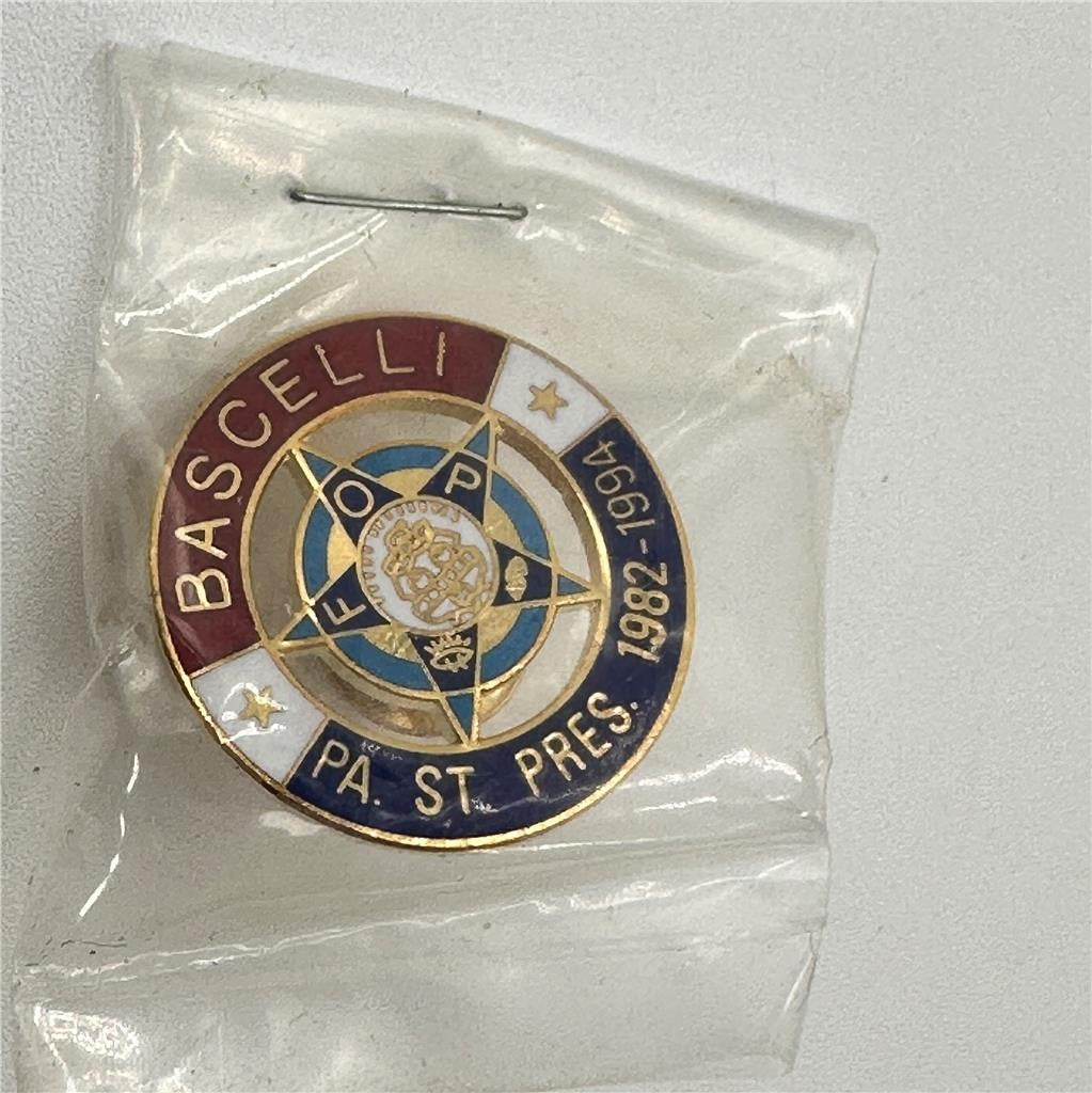 FOP Fraternal Order Of Police Bascelli PA St Pres 1982-1994 Pin