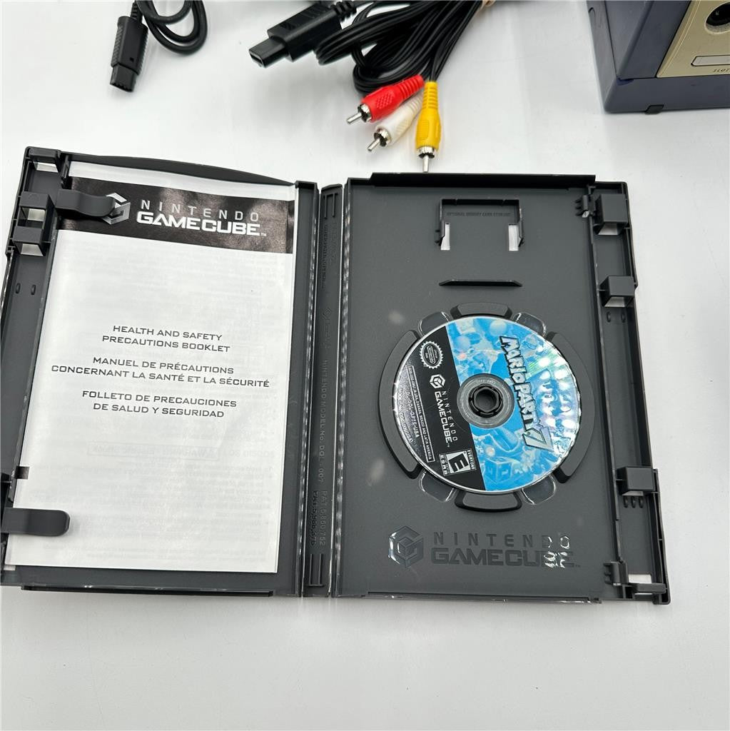 Nintendo GameCube  - Indigo with wavebird contorller and Mario Party 7