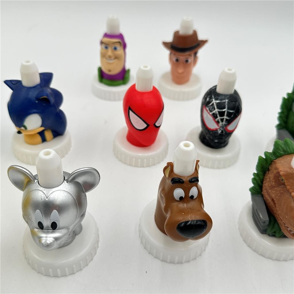 Lot Of 13 Good To Grow Juice Toppers Toy Story, Jurassic Park, Marvel and More