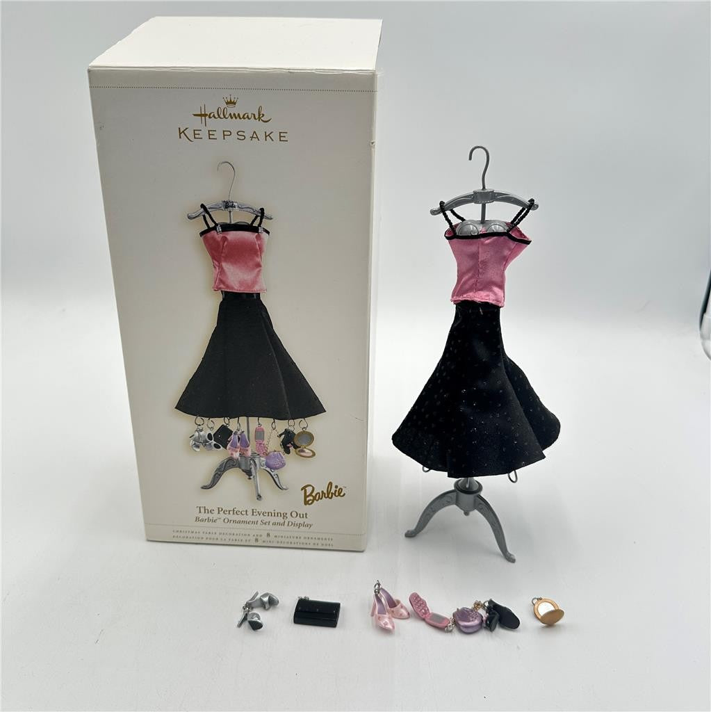 Hallmark Keepsake 2006 The Perfect Evening Out Barbie Display & 8 Ornaments Set