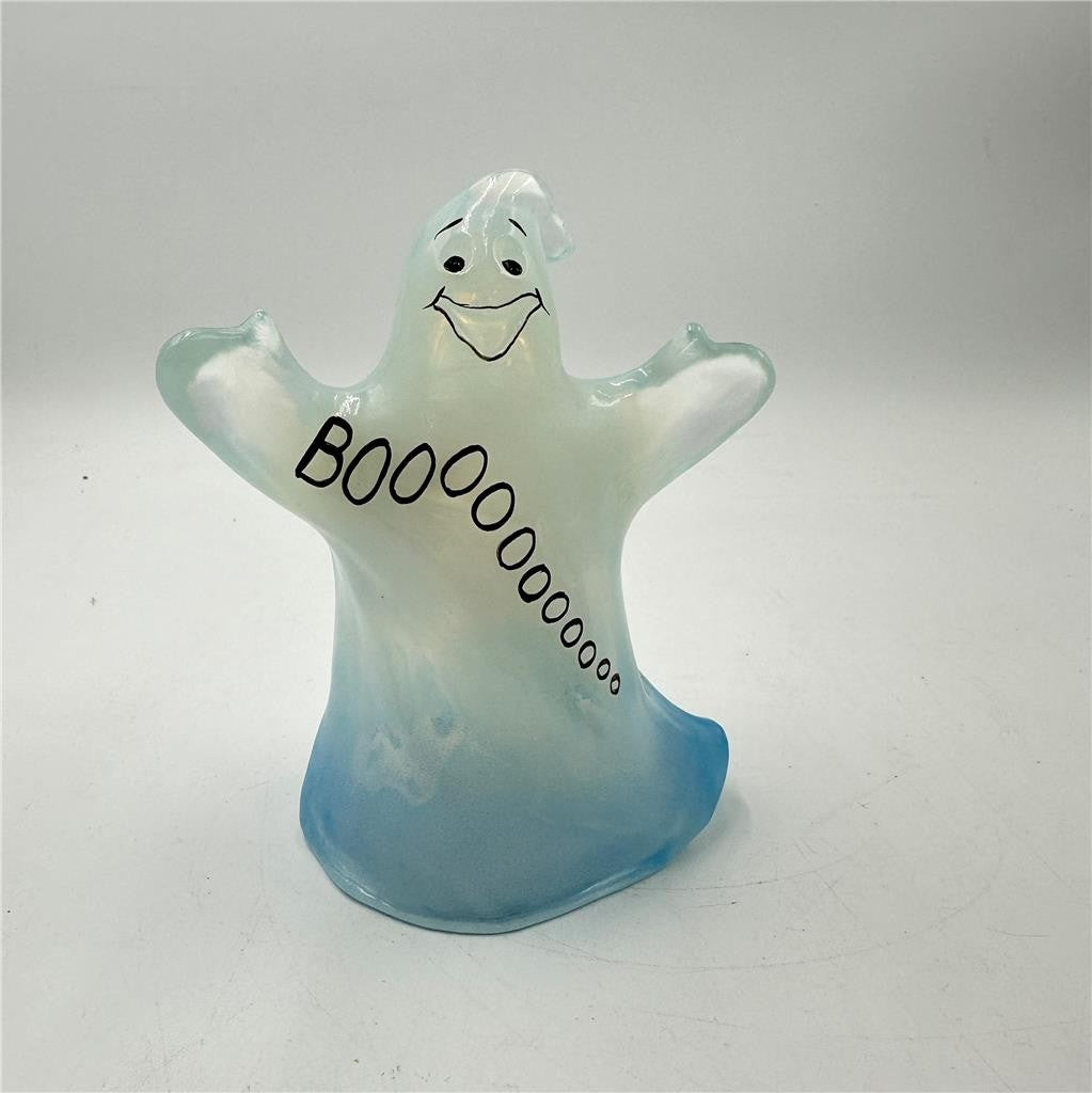 Fenton Ghost BOOOOOOOO Glass Halloween Figure Hand Painted by P. Thornley
