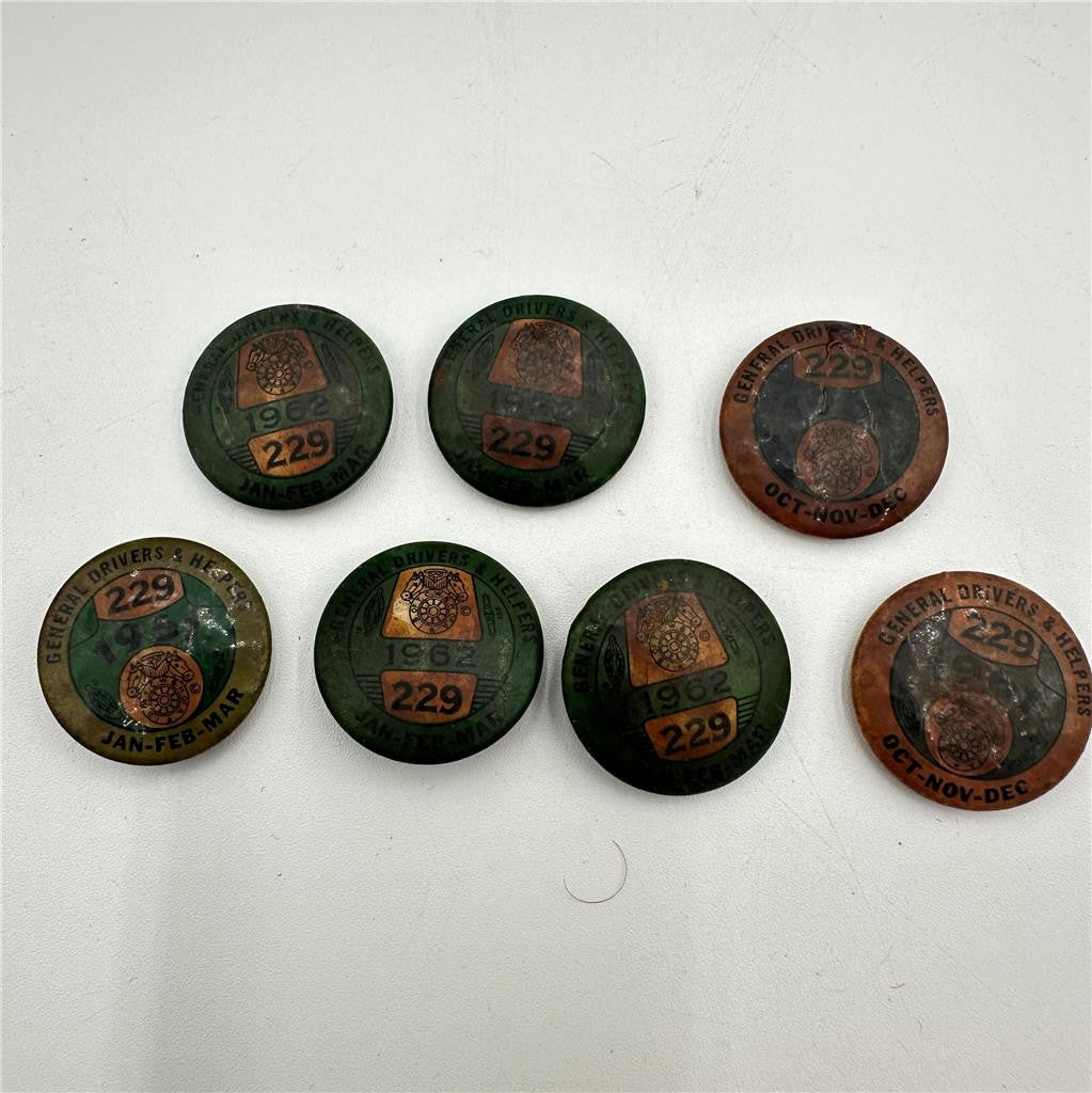Lot of 7 1961 & 1962 Teamsters Horse Heads General Drivers and Helpers 229 Pins