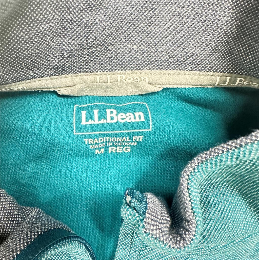 L.L. Bean Sweater Mens Medium Teal Traditional Fit Quarter Zip Long Sleeve B5