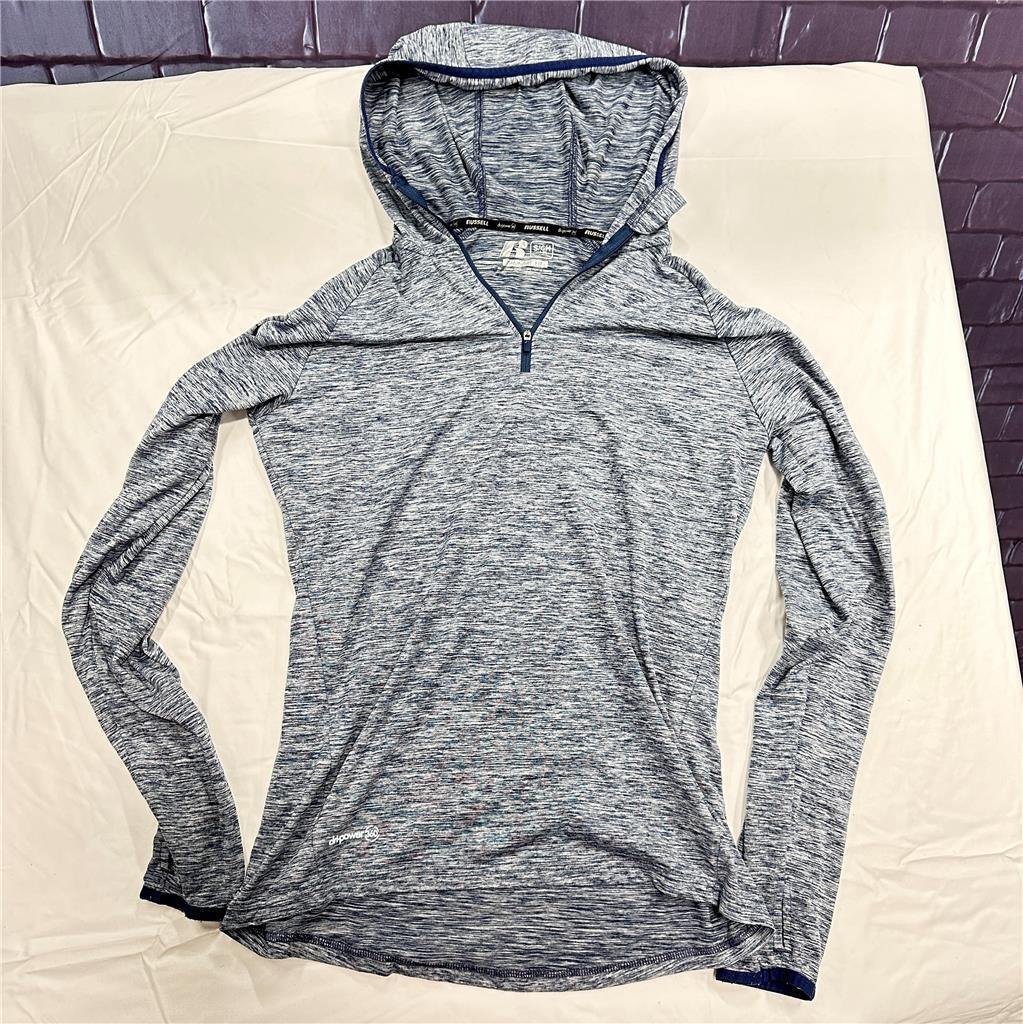 Russell Shirt S (34-36) Training Fit Dri-Power 360 Long Sleeve Hooded Quarter  Z