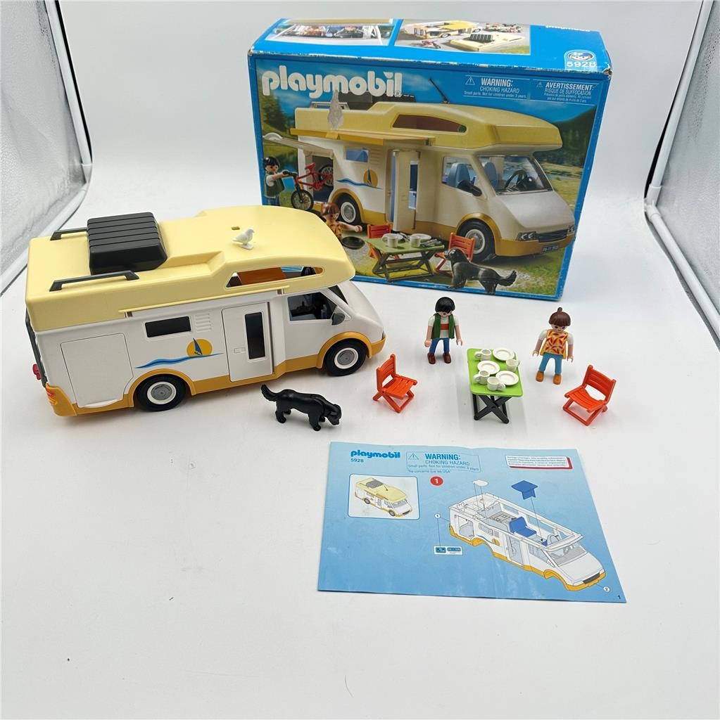 Playmobil Yellow & White Camper Motorhome Set 5928 w/Box incomplete see descript