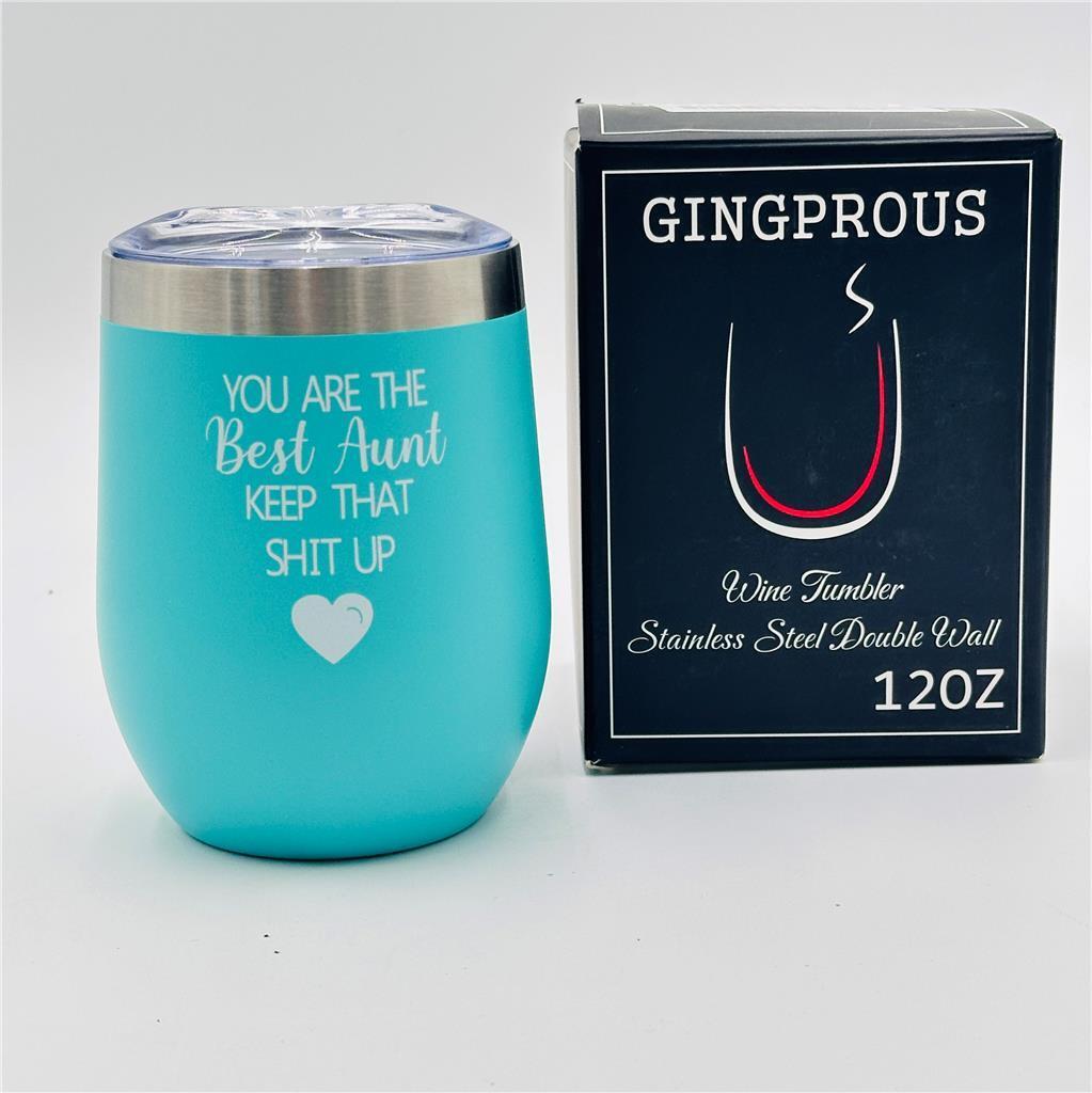 Gingrous Stainless Steel Double Wall Wine Tumber  120z For Aunt's Funny Gifts Id