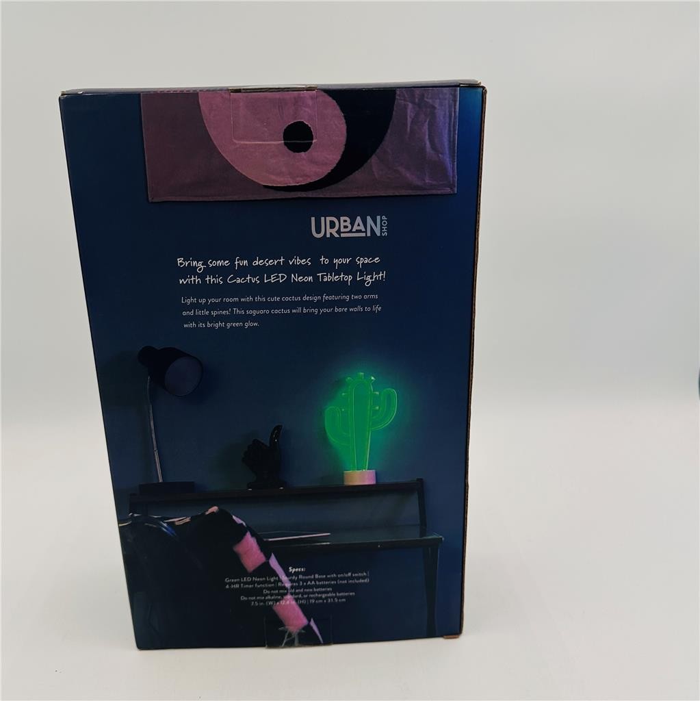Urban Shop Neon Green LED Cactus Light with Pedestal Night Light or Party Light