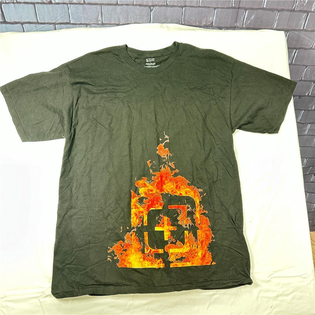 5.11 Large Black Tshirt With Orange Flames B5