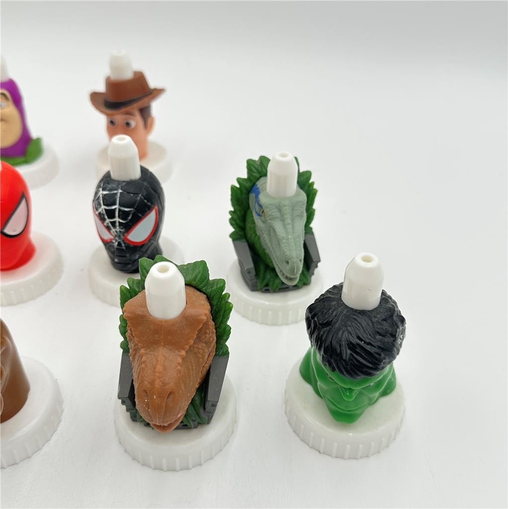 Lot Of 13 Good To Grow Juice Toppers Toy Story, Jurassic Park, Marvel and More