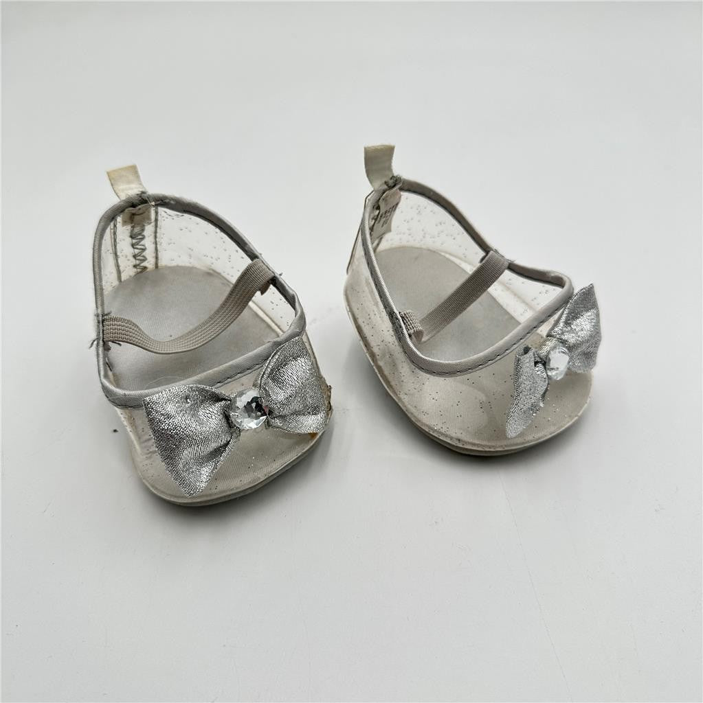 Build A Bear Heels Shoes Clear Silver Sparkle Bow Glass Slippers Cinderella