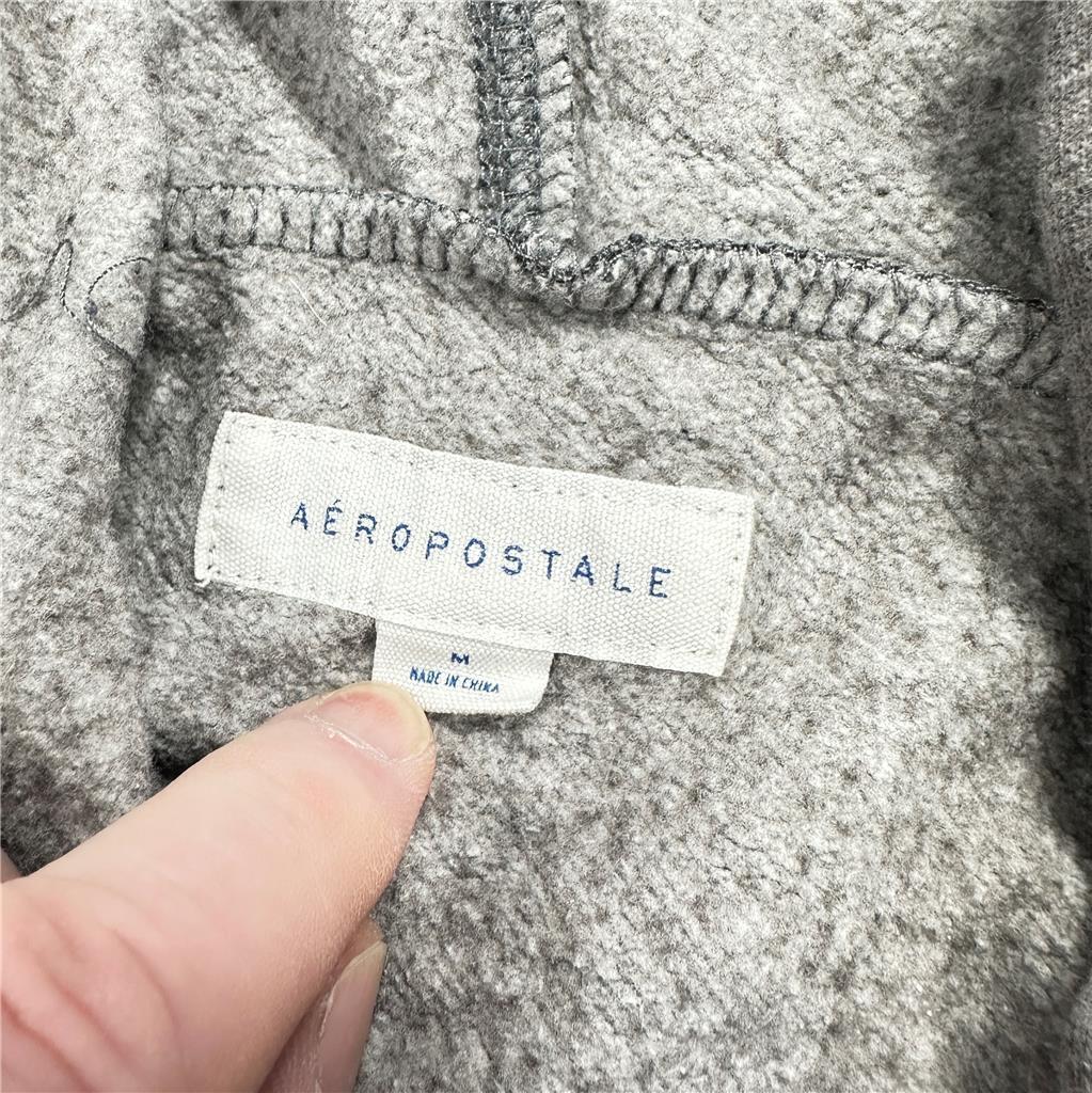 Aeropostale Hoodie Sweatshirt Aero Est 1987 Gray with Bear Picture Full Zip Pock