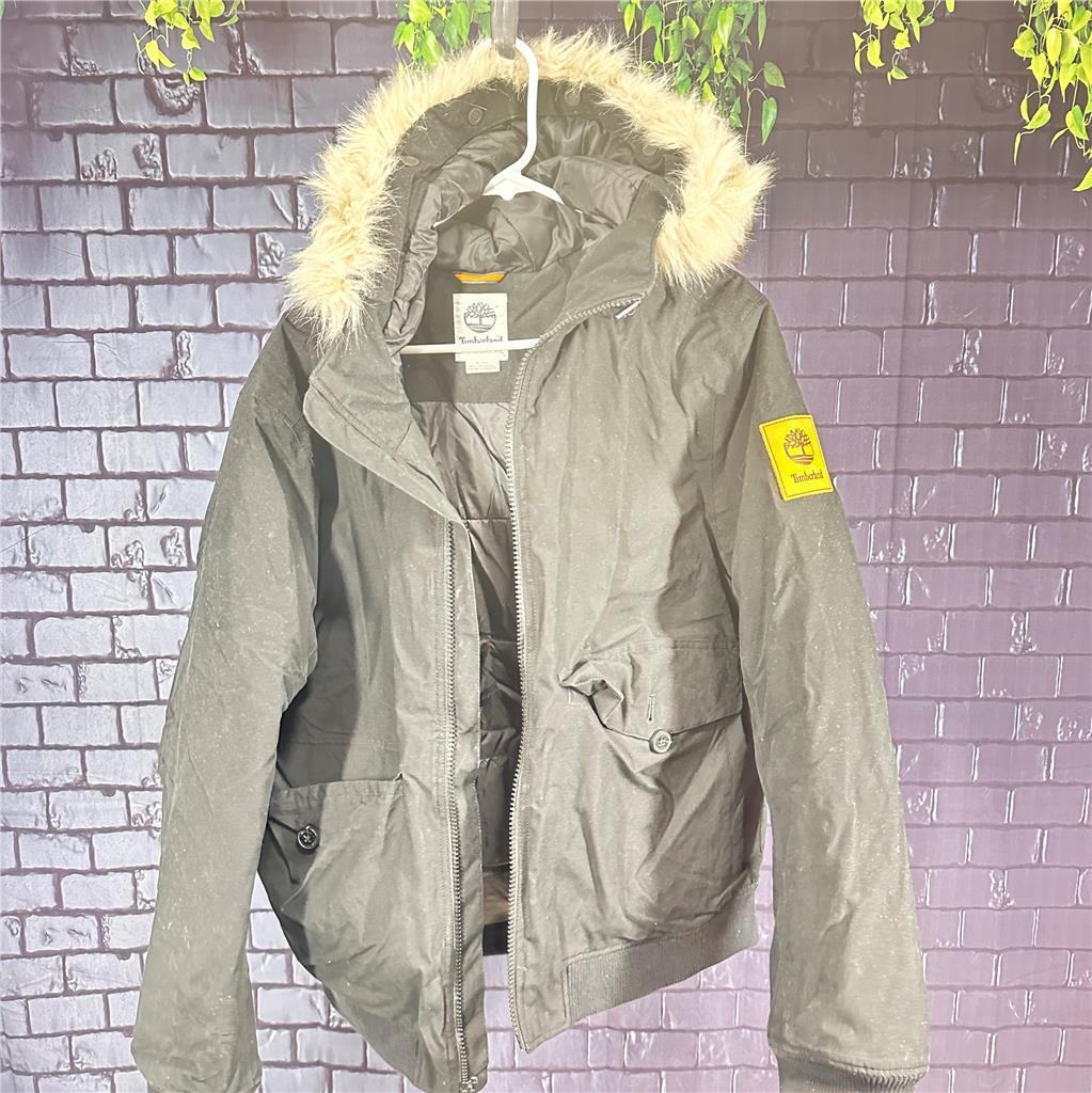 Timberland Faux Fur Hooded Jacket Black Size XL