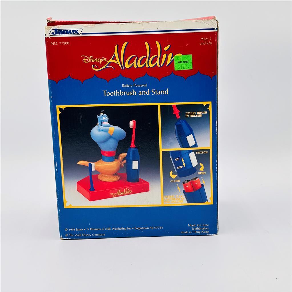 VINTAGE DISNEY ALADDIN GENIE TOOTHBRUSH AND STAND NEW IN BOX 1993 JANEX