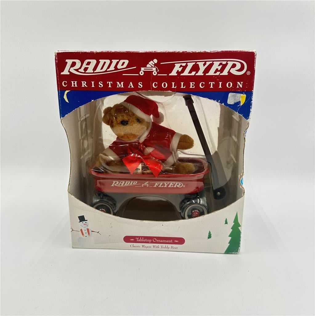 Vtg 1999 Radio Flyer Christmas Collection Table Top Ornament Wagon Santa Bear