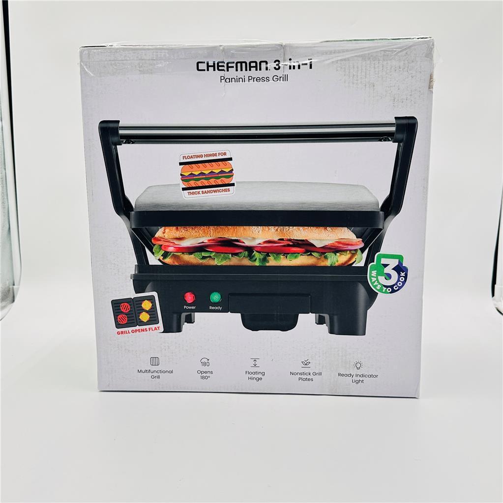 CHEFMAN - Electric Panini Press Grill Gourmet Sandwich Maker Indoor Non-Stick