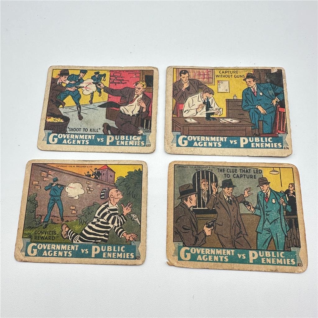 1936 Government Agents vs Public Enemies Cards #214, 213, 209, 203