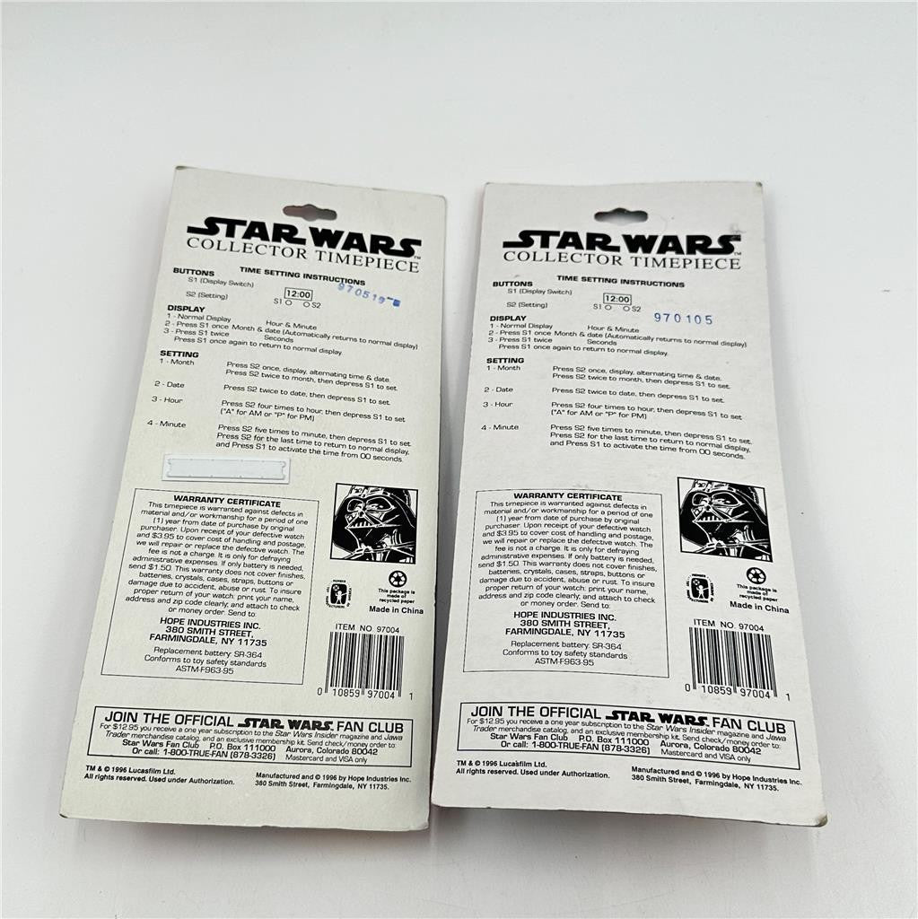 Lot of 2 Star Wars Collectibe Timepieces R2-D2 Darth Vader New
