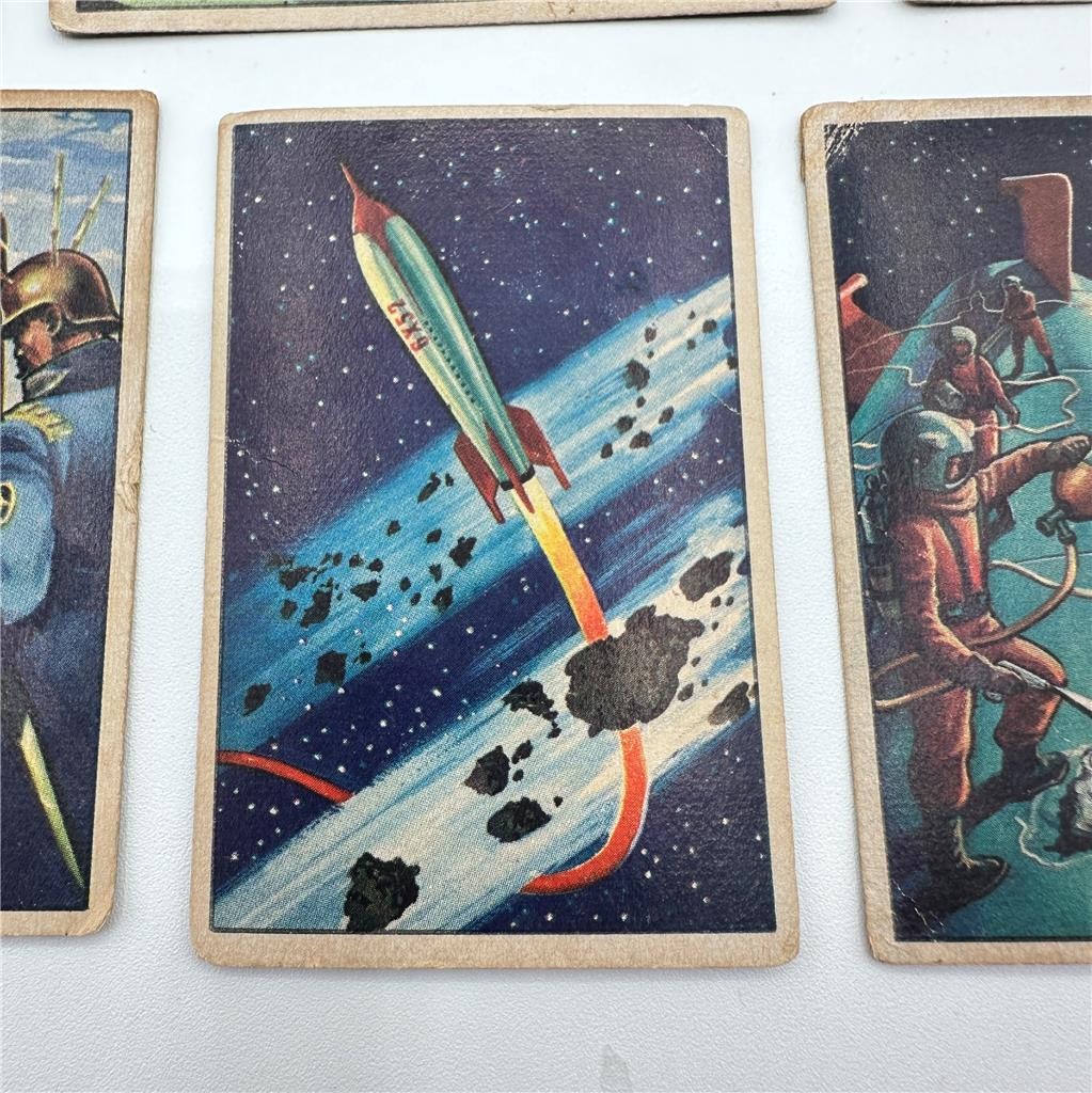 1951 Bowman Jets Rockets Spacemen Cards #1, 9, 10, 11, 18, 27