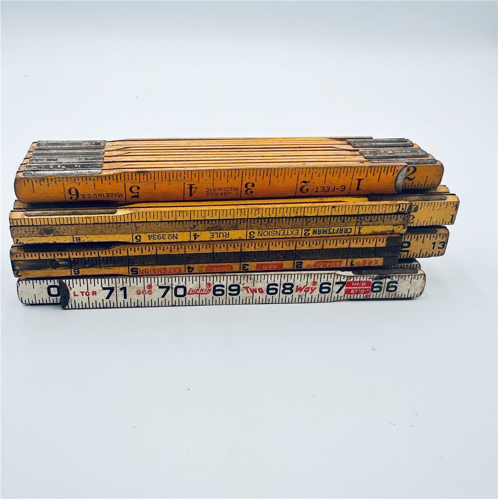 Vintage Folding Wooden Rulers-Lot of 4