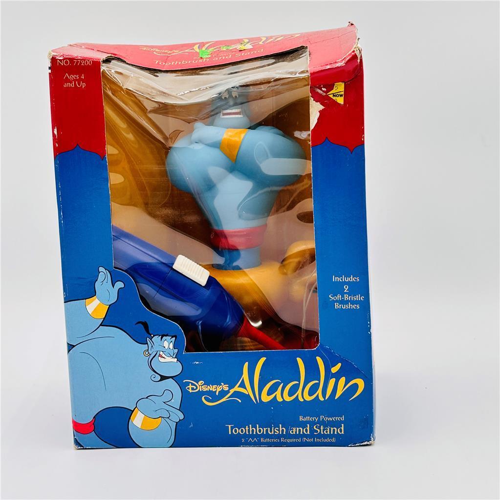 VINTAGE DISNEY ALADDIN GENIE TOOTHBRUSH AND STAND NEW IN BOX 1993 JANEX