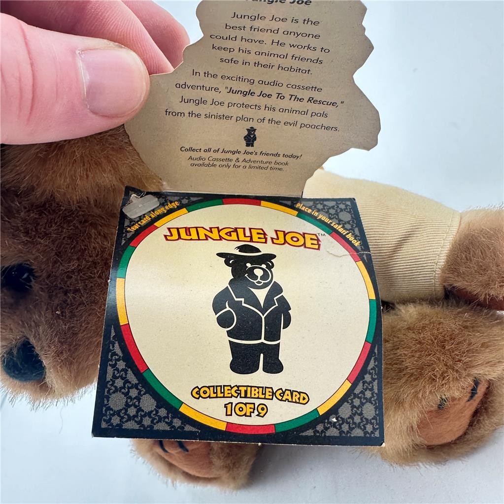 Jungle Joe's Safari Friends JUNGLE JOE 9" Plush Talking Teddy Bear w Tag VTG