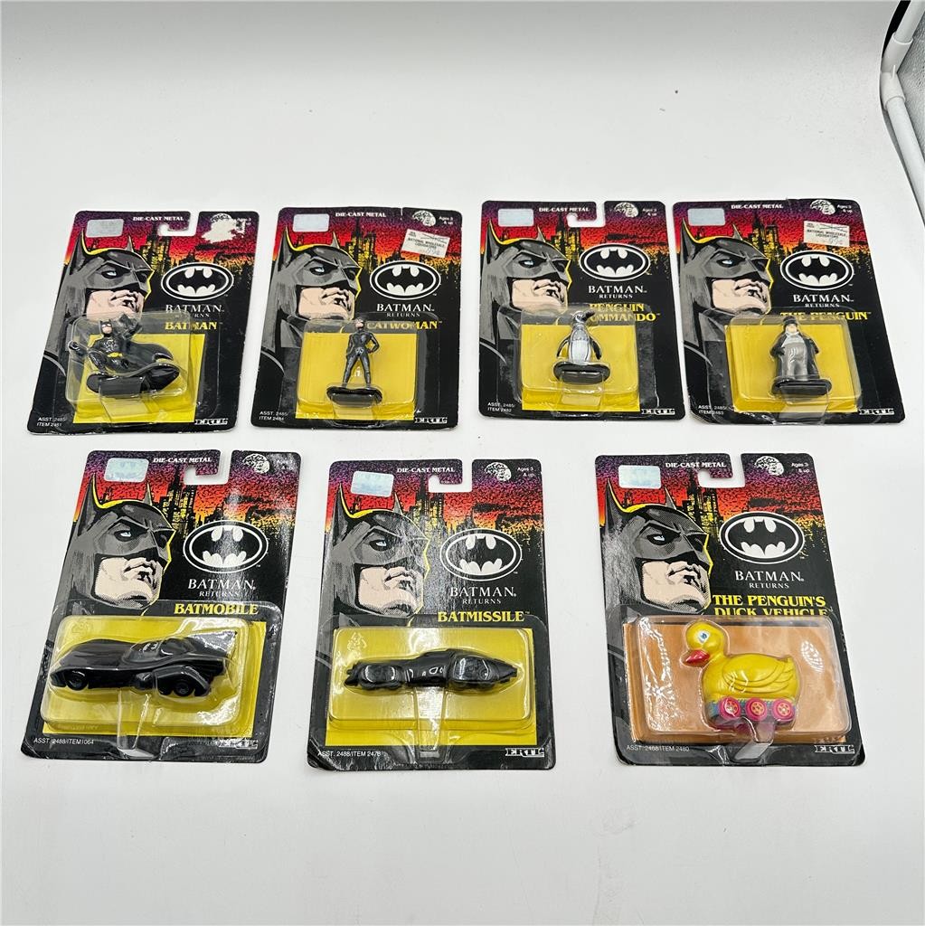 Lot of 7 ERTL Die-Cast 1991 & 1992 BATMAN RETURNS Figures